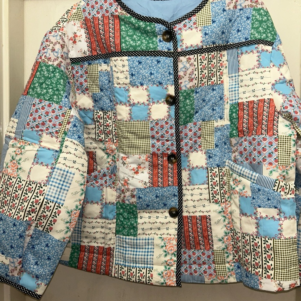 Colorful Patchwork Teddy Jacket NWT - image 1